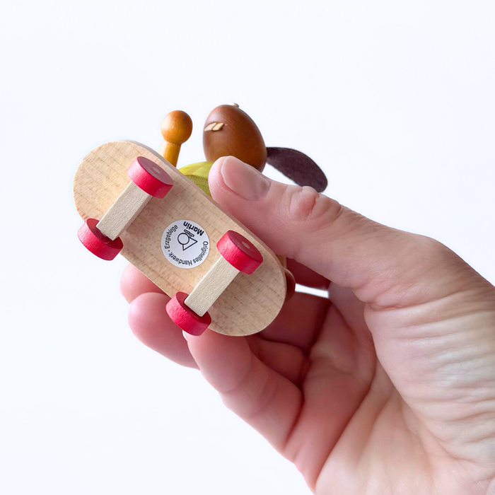 Gingerbread World Drechslerei Martin Wooden Easter Bunny Figure with Skateboard - Handcrafted German Folk Art