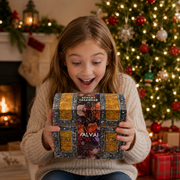 Gemstone Treasure Box Advent Calendar with 24 real polished gemstones hidden behind numbered doors in a pirate-style keepsake chest.