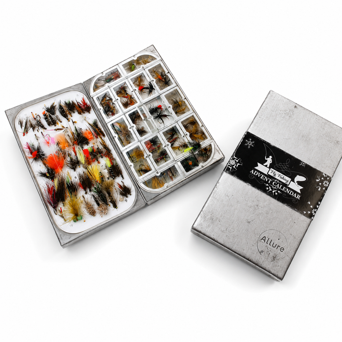 Fly Fishing Advent Calendar with 24 hand-tied Canadian flies and waterproof fly box | Gingerbread World European Christmas