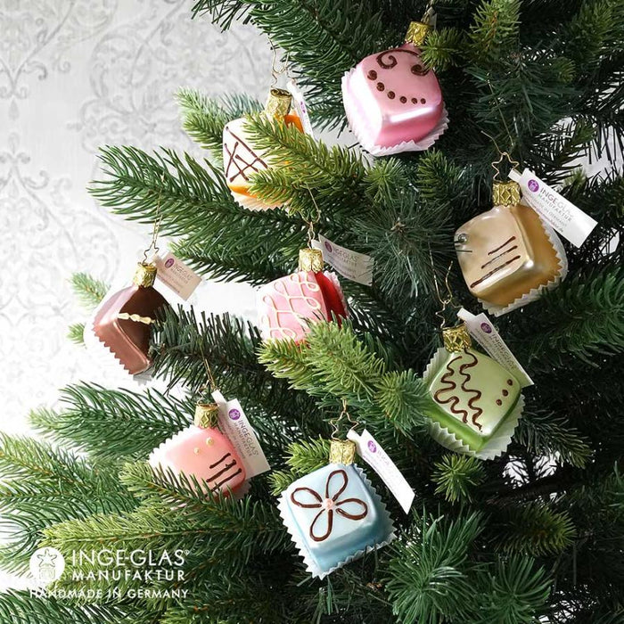 Gingerbread World European Christmas - Inge-Glas Manufaktur Blown Glass Ornament - Petit Four Ornaments