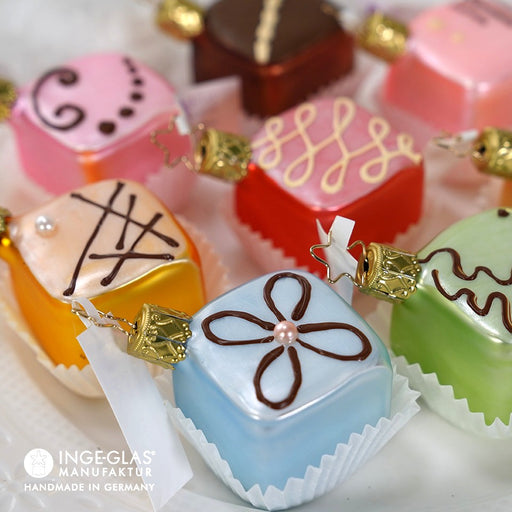 Gingerbread World European Christmas - Inge-Glas Manufaktur Blown Glass Ornament - Petit Four Ornaments