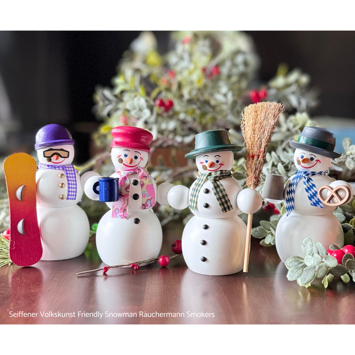 Gingerbread World European Christmas - Seiffener Volkskunst Friendly Snowman Räuchermann Smokers Collection