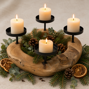 Rustic wooden Advent wreath candle holder with four candle cups for Advent candles | Gingerbread World European Christmas