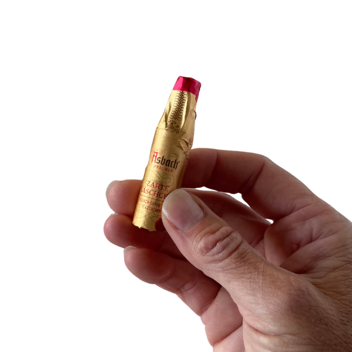 Gingerbread World European Christmas Market - Asbach Brandy Bottle Dark Chocolate with Liqueur - individually wrapped single