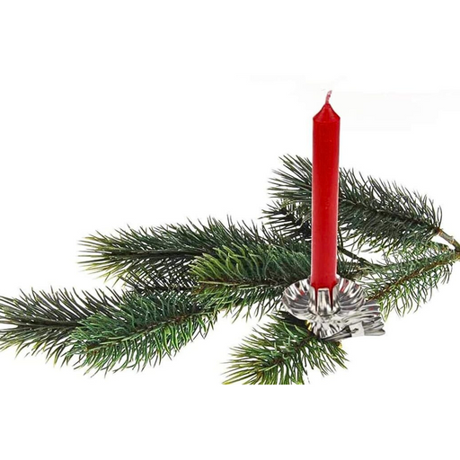 Gingerbread World European Christmas Market - Clip On Real Candle Holder for Christmas Tree - Silver