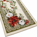 European Christmas Gobelin table runner with poinsettia and white rose design, tartan border, made in Italy