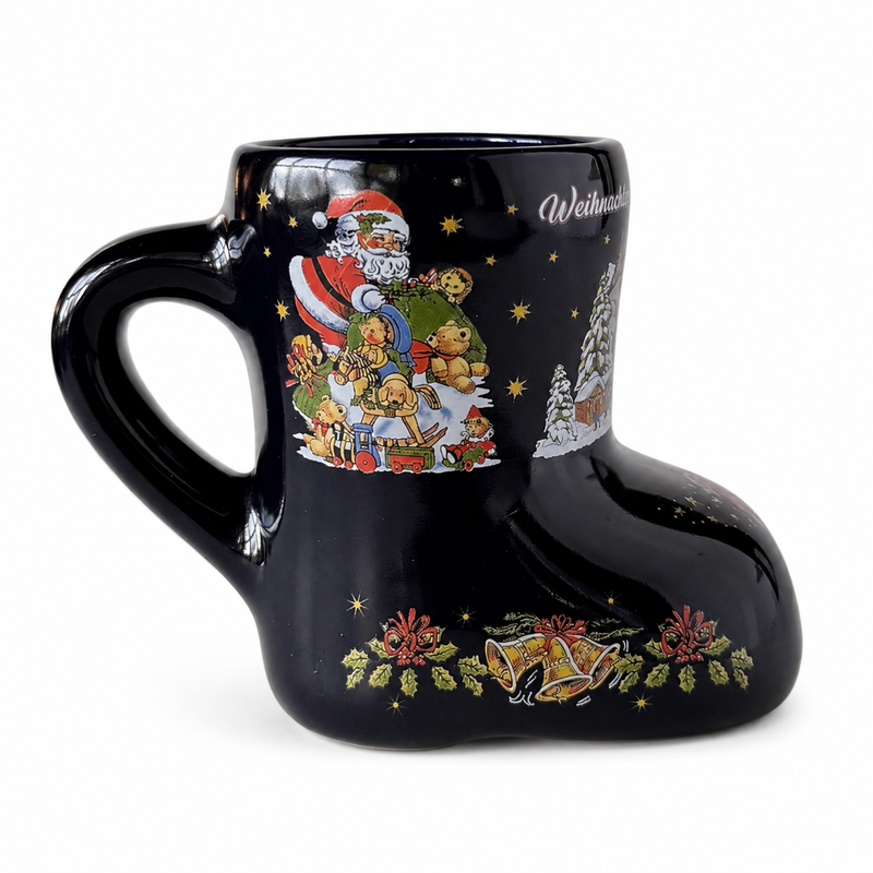 Gingerbread World European Christmas Market - German Christmas Market Glühwein Boot Mug – Navy Blue