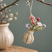 Gingerbread World European Christmas Market - Gry and Sif Denmark Felted Wool Ornaments - Miniature Forever Florals in White Vase