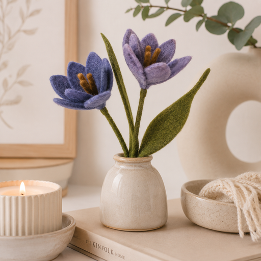 Gingerbread World European Christmas Market - Gry and Sif Denmark Forever Florals - Blue and Purple Crocus with Small Leafy Stems