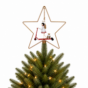 Handmade tin Christmas tree topper star with ornament holder designed to display a favourite hanging ornament.