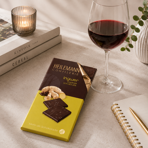 Heilemann 62% dark chocolate bar with ginger, premium German chocolate 80 g – Gingerbread World European Christmas