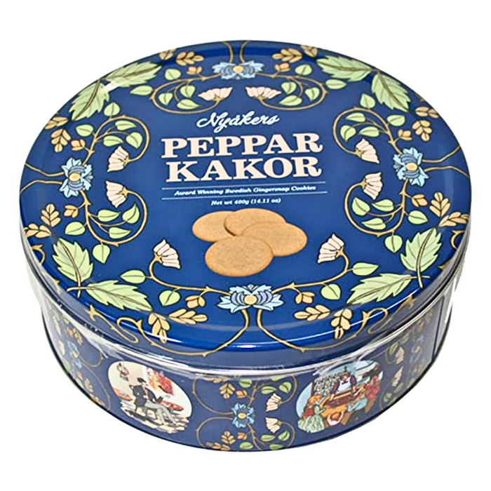 Gingerbread World European Christmas Market - Nyakers Swedish Gingerbread Thins Cookies Blue Gift Tin 400 g