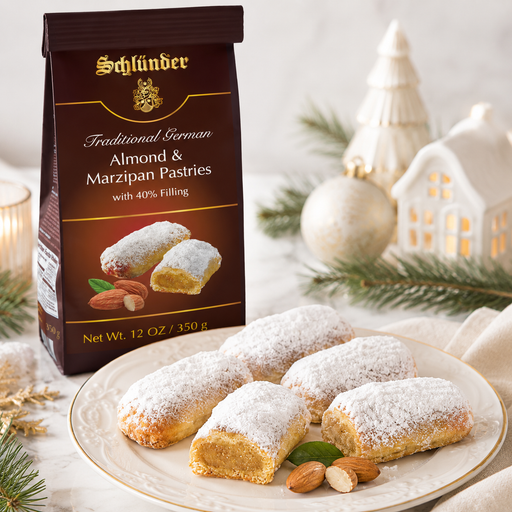 Schlünder Almond and Marzipan Stollen Pieces 350 g with 40% almond marzipan filling – Gingerbread World European Christmas