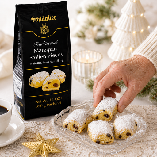 Schlünder Marzipan Stollen Pieces 350 g with 40% marzipan filling and raisins – Gingerbread World European Christmas