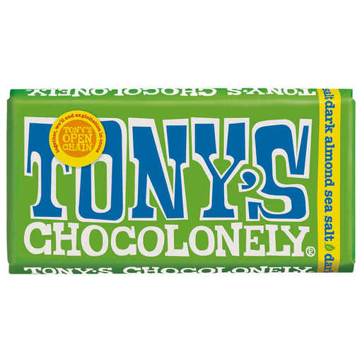 Gingerbread World European Christmas Market - Tonys Chocolonely Big 180 gram Chocolate Bar - Dark Chocolate Salted Almond Vegan