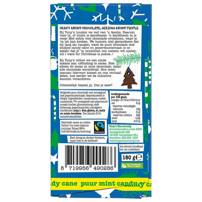 Gingerbread World European Christmas Market - Tonys Chocolonely Dark Chocolate Candy Cane Bar 180 g