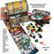 Gemstone Treasure Box Advent Calendar with 24 real polished gemstones hidden behind numbered doors in a pirate-style keepsake chest.