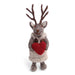 Gingerbread World European Christmas Market En Gry and Sif Scandinavia Felted Wool Ornament Grey Deer Figure with Heart 25022