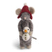 Gingerbread World European Christmas Market En Gry and Sif Scandinavia Felted Wool Ornament Grey Mouse with Snowman 11021