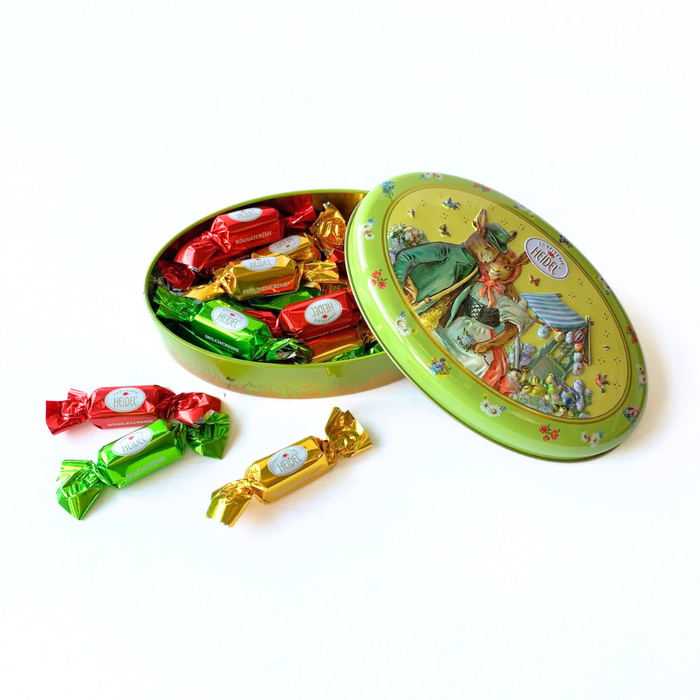 Gingerbread World European Easter Market - Confiserie Heidel Decorative Gift Tin - Oval filled with pralines