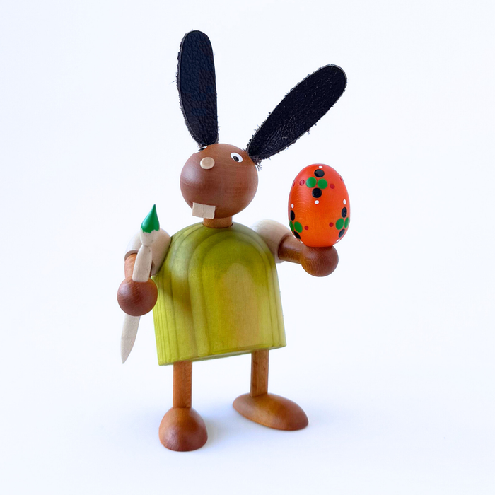 Drechslerei Martin Wooden Easter Bunny with Paint Brush and Egg