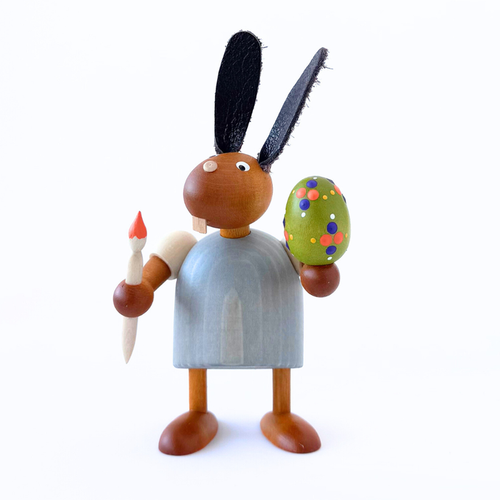Drechslerei Martin Wooden Easter Bunny with Paint Brush and Egg