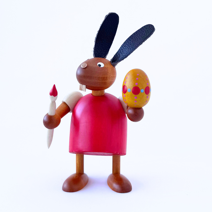 Drechslerei Martin Wooden Easter Bunny with Paint Brush and Egg