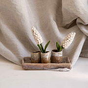 Gingerbread World European Market - En Gry and Sif Felted Florals - White Hyacinth flowers in mini vase