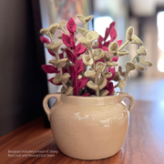 Gingerbread World European Market - En Gry and Sif Felted Wool Forever Flowers - Bouquet includes 6 each of Sharp Red Leaf and Round Leaf Stem