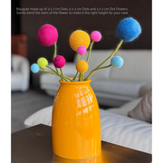 Gingerbread World European Market - En Gry and Sif Felted Wool Forever Flowers - Colourful Dot Flowers in bright yellow vase
