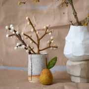 Gingerbread World European Market - En Gry and Sif Felted Wool Forever Flowers - Mini Branch with White and Beige Berries 12325
