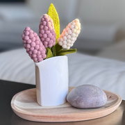 Gingerbread World European Market - En Gry and Sif Felted Wool Forever Flowers - Mini Hyacinth Branches in Vase - Rose and White