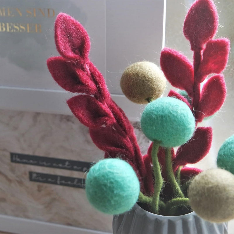 Gingerbread World European Market - En Gry and Sif Felted Wool Sharp Red Leaf Branch 14519 - lifestyle