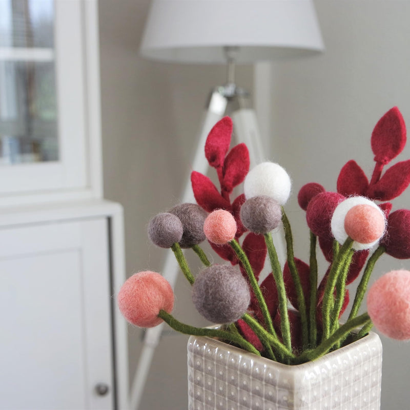 Gry & Sif Felted Wool Florals - Sharp Red Leaf