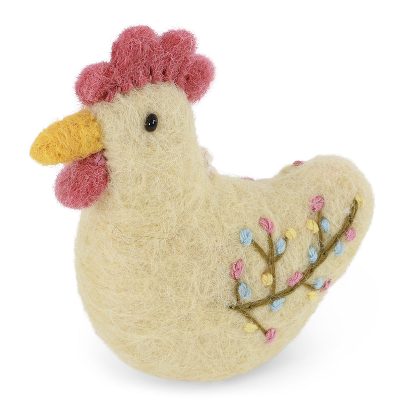 Gingerbread World European Market - Gry and Sif Felted Wool Ornaments - Rooster Yellow 10815