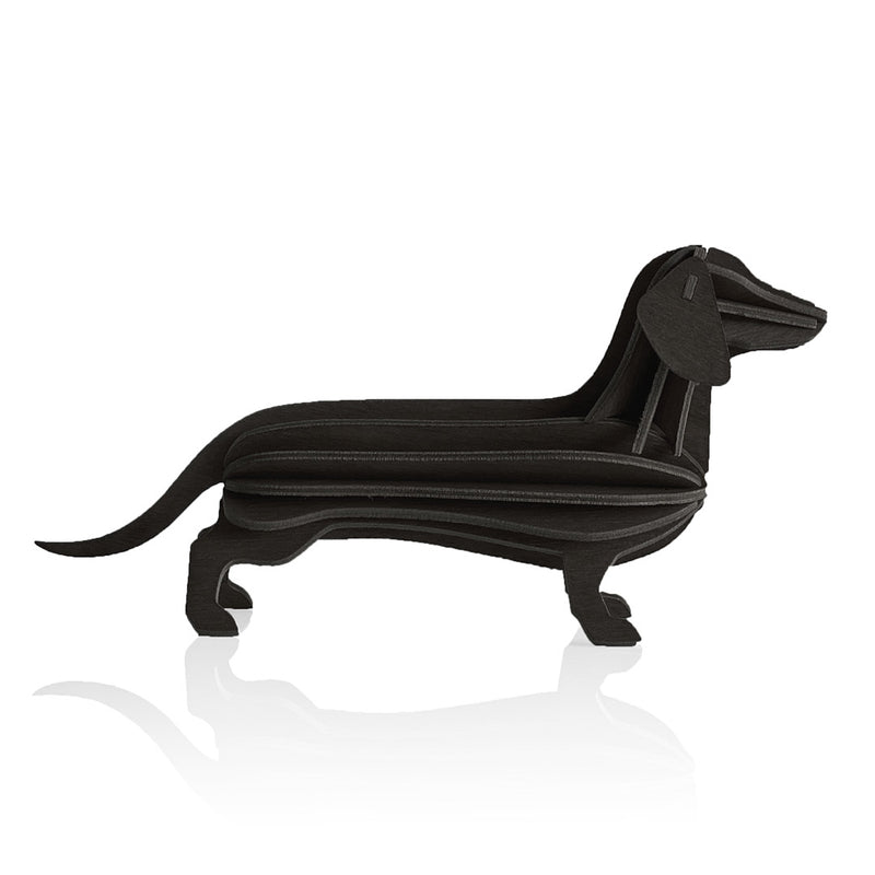 Gingerbread World European Market - Lovi Finland 3D Wooden Puzzle Figure - Dachshund 12 cm Black