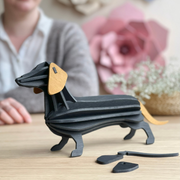 Gingerbread World European Market - Lovi Finland 3D Wooden Puzzle Figure - Dachshund 31 cm - black