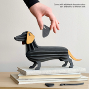 Gingerbread World European Market - Lovi Finland 3D Wooden Puzzle Figure - Dachshund 31 cm - black with cinnamon ear tail options