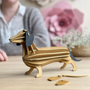 Gingerbread World European Market - Lovi Finland 3D Wooden Puzzle Figure - Dachshund 31 cm - cinnamon colour