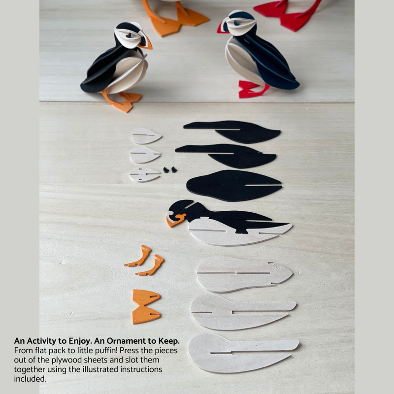Gingerbread World European Market - Lovi Finland 3D Wooden Puzzle Figure - Puffin 10 cm black - assembly