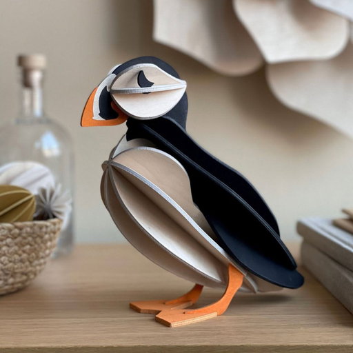 Gingerbread World European Market - Lovi Finland 3D Wooden Puzzle Figure - Puffin 20 cm black