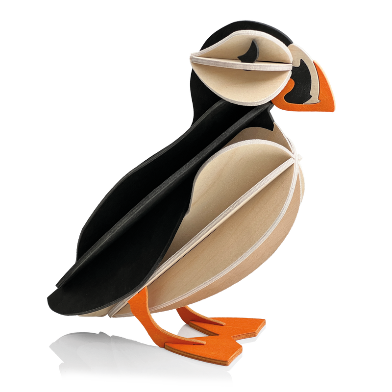 Gingerbread World European Market - Lovi Finland 3D Wooden Puzzle Figure - Puffin 20 cm black