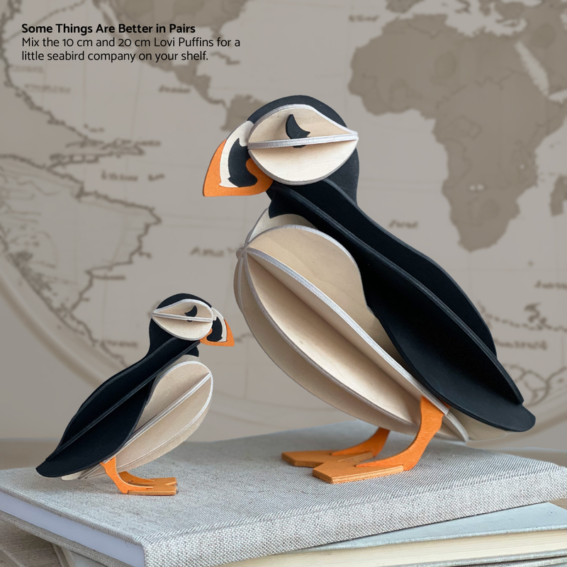 Gingerbread World European Market - Lovi Finland 3D Wooden Puzzle Figure - Puffin figures - two sizes available