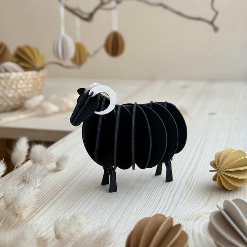 Lovi Finland Ram – 3D Wooden Puzzle, 11 cm, Black