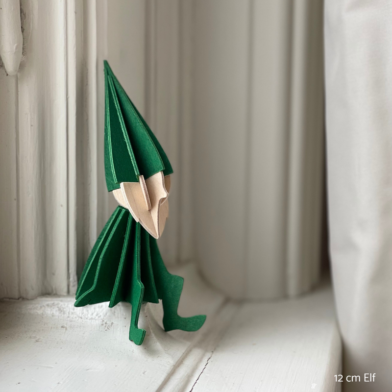 Gingerbread World European Market - Lovi Finland 3D Wooden Puzzle Ornament - Elf figure Green 12 cm