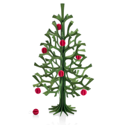Gingerbread World European Market - Lovi Finland Spruce Tree with Red Baubles – 3D Wooden Puzzle 30 cm Forest Green
