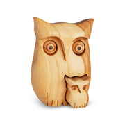 Gingerbread World European Market - Waldfabrik Wood Folk Art - Wooden Decoration Owl Mother with Owlet W5165