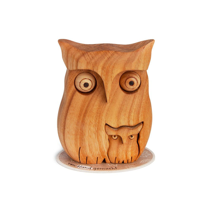 Gingerbread World European Market - Waldfabrik Wood Folk Art - Wooden Decoration Owl Mother with Owlet W5165