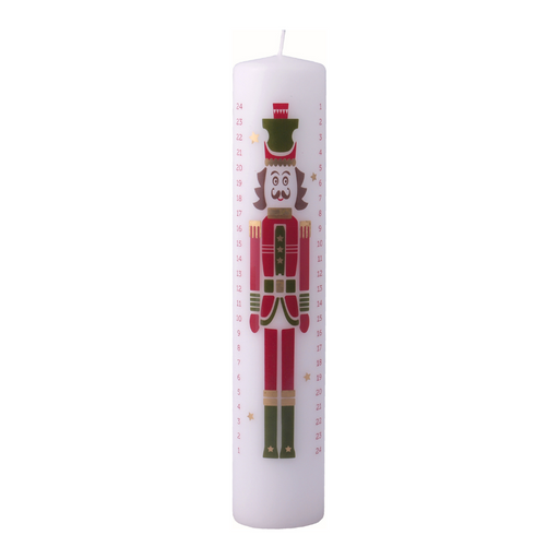 Gingerbread World European Market – Danish Pillar Candle – Advent Countdown with Nutcracker