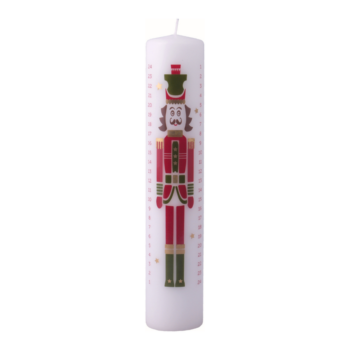 Gingerbread World European Market – Danish Pillar Candle – Advent Countdown with Nutcracker
